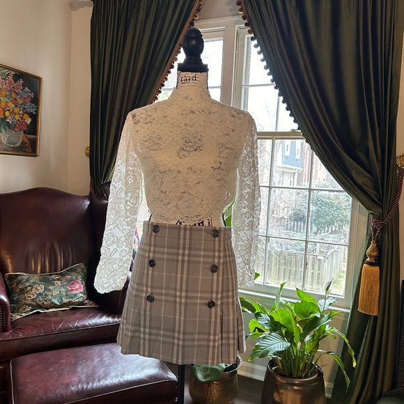 Burberry Gray Plaid Mini Skirt NWT